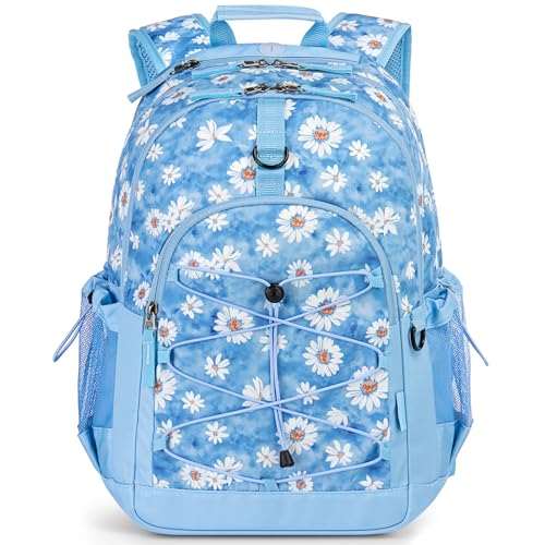 Choco Mocha Daisy Backpack for Teen Girls, Travel School Backpack for Girls Middle School Large Bookbag 18 Inch, Blue - color: Daisy-blue