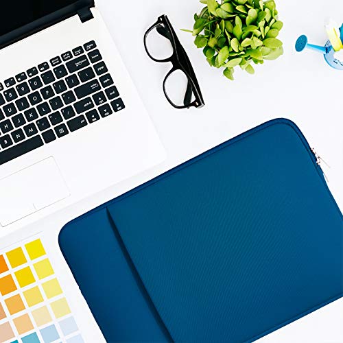 RAINYEAR 13 Inch Laptop Sleeve with Pocket & Accessories Pouch, Navy Blue - color: Navy Blue(Upgraded Version), size: 13"