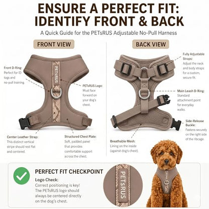 Premium No-Pull Dog Harness Soft Neoprene & Breathable Mesh Vest with Front & Back Clip D-Rings Adjustable Lightweight Walking Harness for Puppies, Small & Medium Dogs (Brown Taupe Snake, XS) - color: Brown Taupe Snake, size: XS: Neck 10.6-14.2'', Chest 1
