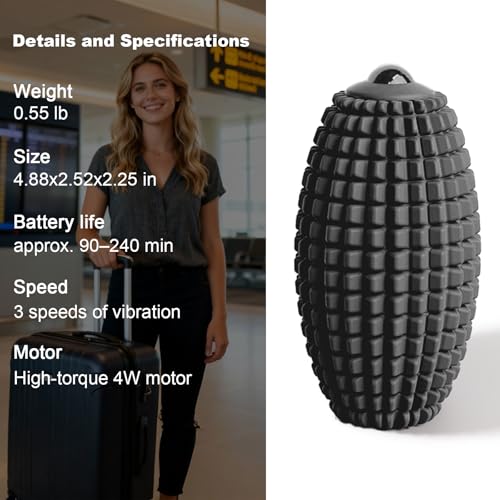 HODEMI Vibrating Massage Ball Roller with Rolling Head for Foot & Muscle Relaxation, Electric Massage Ball with 3 Speeds for Myofascial Release, Sports Recovery, Yoga & Fitness (Black) - color: Black