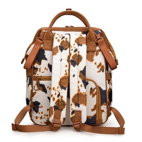 Montana West Wrangler Diaper Bag Backpack Aztec Callie Bag Travel Backpack Purses Western Multi-Function Baby Bags for Mom - color: 3pcs Cow Print Brown