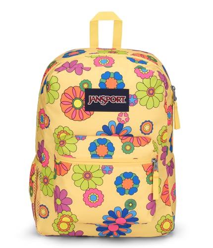 JanSport Cross Town Backpack 17" x 12.5" x 6" - Simple Bag for Everyone with 1 Main Compartment, Front Utility Pocket - Premium Class Accessories - Power to the Flower - color: Power to the Flower