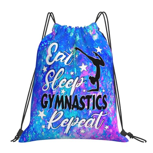 Eat Sleep Gymnastics Repeat Drawstring Backpack Gym String Bag Drawstring Sackpack Sport For Womens Mens - color: Gymnastics