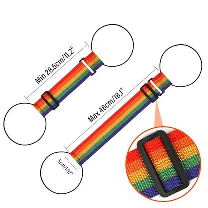 4 Pack Strong Adjustable Luggage Connector Straps, 11''-18" Rainbow Flexible Suitcase Accessories Elastic Fastening Multi-Functional Travel Packing for Securing Stacking Bag, Backpacks (Rainbow+Black)