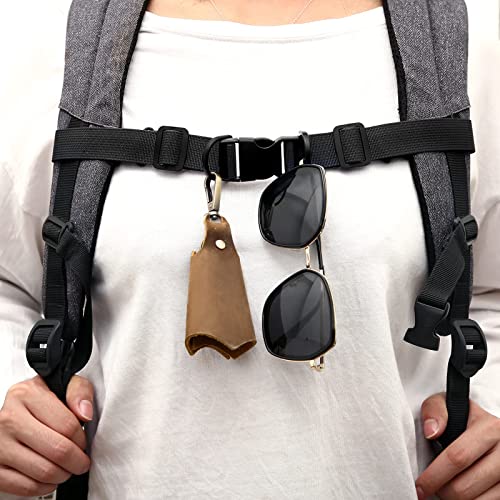 2 Pcs Adjustable Backpack Sternum Straps Chest Belt Hardness Strap with Anti-slip Fixed Clips for Camping Hiking - color: Black