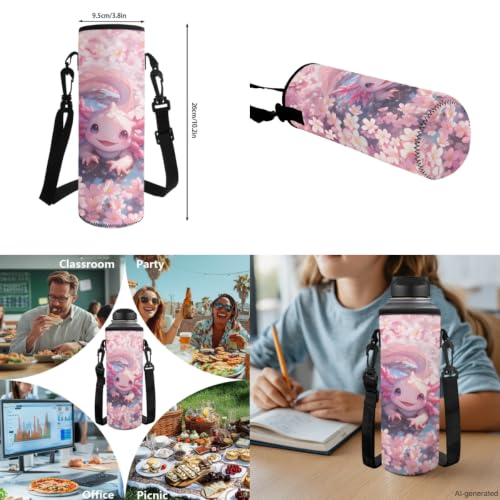 ZDCUSTOM Girls Backpack with Lunch Box, Axolotl School Backpack for 1st Grade, Cute Bookbag for Little Girls Schoolbags with Pencil Case Water Bottle Holder Keychain, Back to School Gifts - color: Cute Axolotl