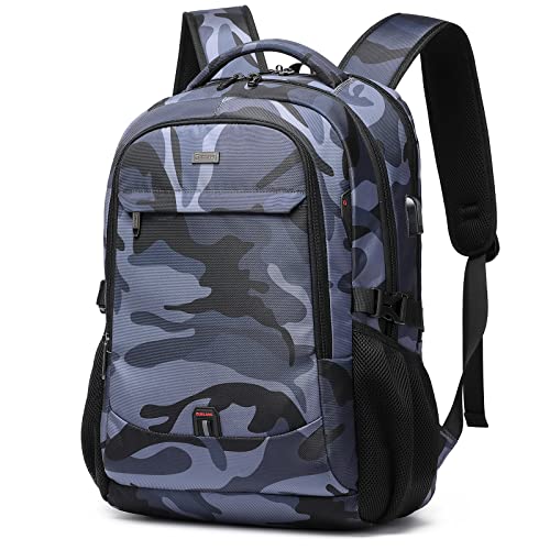 DUSLANG 17 Inch Travel Laptop Backpack Water Resistant Hiking Backpack for Men Laptop Bag with USB Charging Port,Camouflage green - color: Camouflage Grey, size: 17 Inch