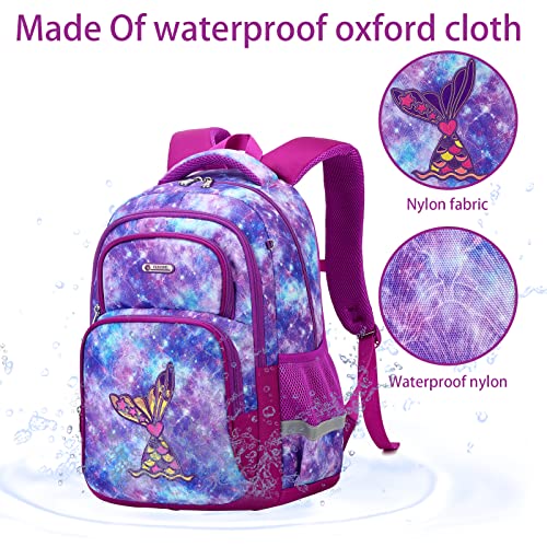 3Pcs Boys Dinosaur Backpack Set with Lunch Box Pencil Case, School Book Bag for Kids Elementary Preschool 1 - color: Mermaid Purple