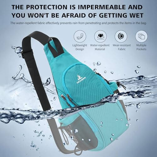 Peicees Small Sling Bag with 2 Bottle Holders (Suitable for 2.5 IN Diameter Bottle), Sling Backpack Crossbody Bag Chest Daypack for Daily Use Travel, Bottle Not Included, Sky Blue - color: Sky Blue