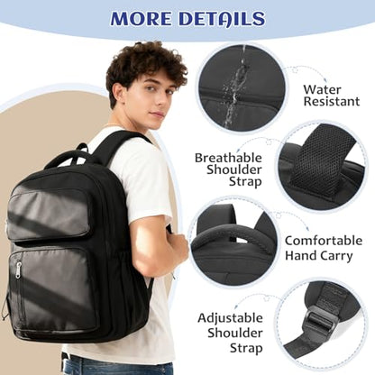 School Backpack for Women Men Lighweght Middle School Bookbag Casual Daypack Classic Collge High School Backpack Waterproof Travel Daypack - color: Black