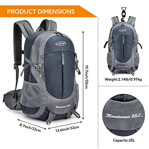 G4Free 35L Hiking Backpack Water Resistant Outdoor Sports Travel Daypack Lightweight with Rain Cover for Women Men (Navy Blue) - color: Grey / Blue