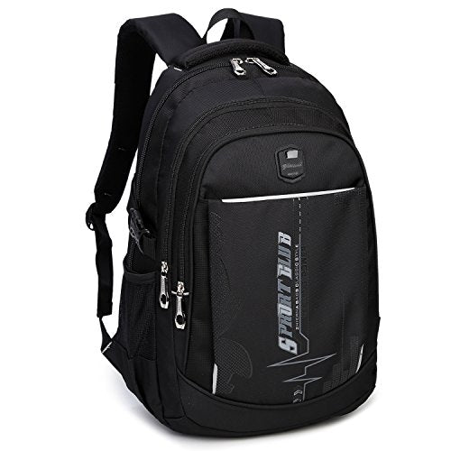 goldwheat School Backpack For Teen Boys, Lightweight Water-Resistant Boys Bookbag With Computer Compartment Fits 15.6" Laptop - color: Black-grey