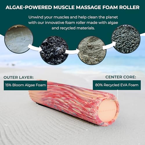 Oceanfoam Tidal Roller - Cotton Candy - Muscle Massage Foam Roller for Back Pain & Stretching - Firm and Ergonomic Wide Wave Textured - Yoga, Athletics, & Wellness - Full Size, 20" x 5" - color: Cotton Candy
