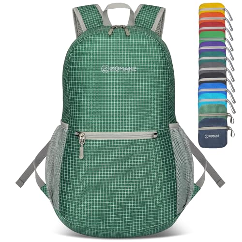 ZOMAKE Ultra Lightweight Hiking Backpack 20L, Packable Small Backpacks Water Resistant Daypack for Women Men(Camouflage Green Plaid) - color: Camouflage Green Plaid