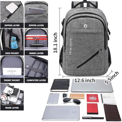 FENGDONG Large Laptop Backpack 17.3 inch Durable Waterproof Travel College Backpack Bookbag for Men & Women Business Backpack with USB Charging Port and Headset Port Dark Gray - color: A4-dark Gray