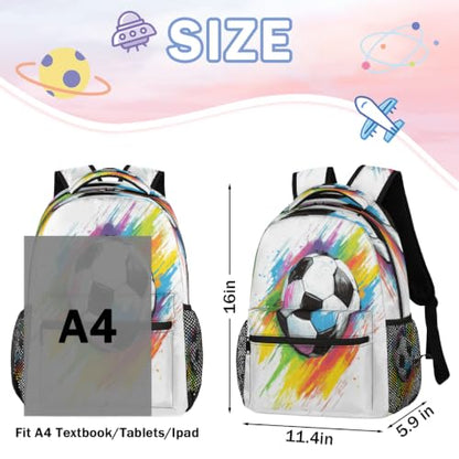 Colorful Soccer Ball Womens Travel Backpack | 15.6 Inch Laptop Backpack, Lightweight Casual Daypack, Water Resistant, Cute Work Backpacks, Large Capacity - color: Multicolor5