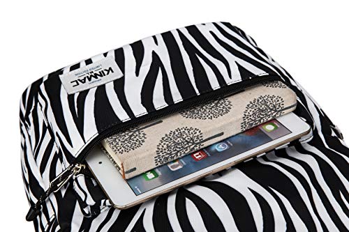 Kinmac Water Resistant Laptop Travel Outdoor Backpack with USB Charging Port for 13 inch 14 inch and 15.6 inch Laptop (Zebras) - color: Zebras