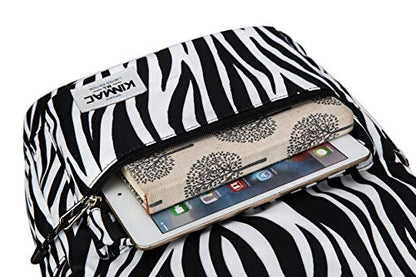 Kinmac Water Resistant Laptop Travel Outdoor Backpack with USB Charging Port for 13 inch 14 inch and 15.6 inch Laptop (Zebras) - color: Zebras