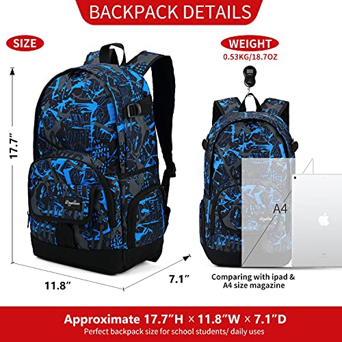 rickyh style School Backpack Travel Bag for Men & Women Lightweight College Back Pack with Laptop Compartmen - color: 04graffiti Blue