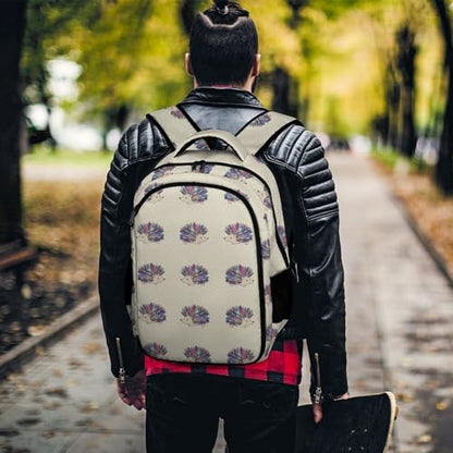 Cute College Laptop Backpack Hedgehog Polka Dot, Sturdy Travel Business Bag with Tumbler Holder Gifts for Nurse Teacher Women - color: Pattern (262)