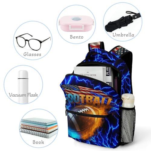 Football Backpack Set for Kids,School Bookbag with Lunch Box and Pencil Pouch Bag(Football1) - color: Football1