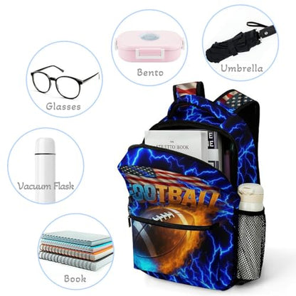 Football Backpack Set for Kids,School Bookbag with Lunch Box and Pencil Pouch Bag(Football1) - color: Football1