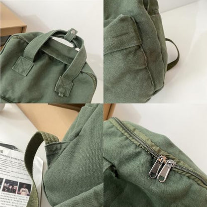MaxxCloud Vintage Canvas Backpack Purse Tote Satchel Hiking Daypack Travel Bag Handbag Rucksack (583 beige)