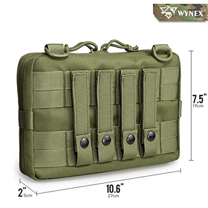 WYNEX Tactical Admin Molle Pouch, Medical EDC EMT Utility Bag Shell Design Attachment Pouches 1000D Nylon Hiking Belt Bags - color: Green (Upgraded)
