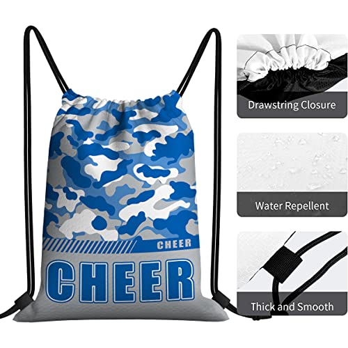 Drawstring Backpack Waterproof Gym Drawstring Bags Sports String Bag Camo Sackpack-Blue Cheer Drawstring Bag - color: Cheer Drawstring Bags-camo Blue
