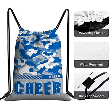 Drawstring Backpack Waterproof Gym Drawstring Bags Sports String Bag Camo Sackpack-Blue Cheer Drawstring Bag - color: Cheer Drawstring Bags-camo Blue
