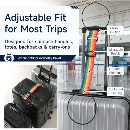 2 Pack Luggage Connector Straps for Suitcases 25 Colors, Adjustable Elastic Travel Bag Strap with Dual Stability Design, Add-a-Bag Hands-Free Luggage Belt, Fits Most Carry-On & Checked Luggage - color: Boho 17