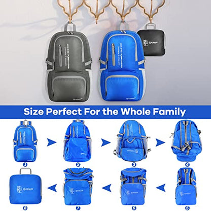 ZOMAKE Lightweight Packable Backpack, 35L Light Foldable Hiking Backpacks Water Resistant Collapsible Daypack for Travel(Dark Blue) - color: Dark Blue