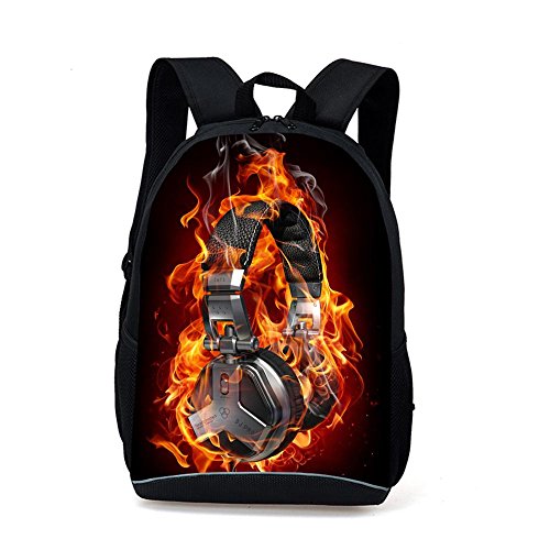 CAIWEI American Football Backpack School Bag (Burning headset) - color: Burning Headset, size: 17.2*11.7*5.5 Inch