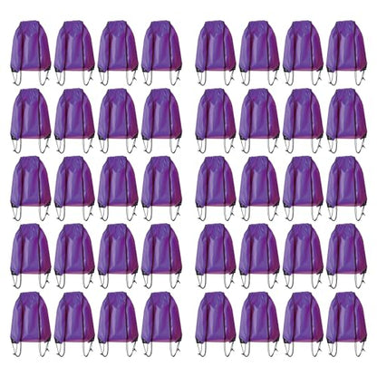 Drawstring Backpack Bulk 40Pcs Draw String Backpack Bags DIY Gym Sports Traveling Yoga Cinch Bag Sackpack Drawstring (purple) - color: Purple