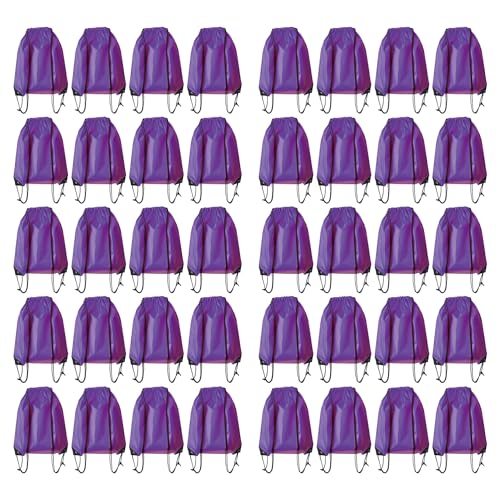 Drawstring Backpack Bulk 40Pcs Draw String Backpack Bags DIY Gym Sports Traveling Yoga Cinch Bag Sackpack Drawstring (purple) - color: Purple
