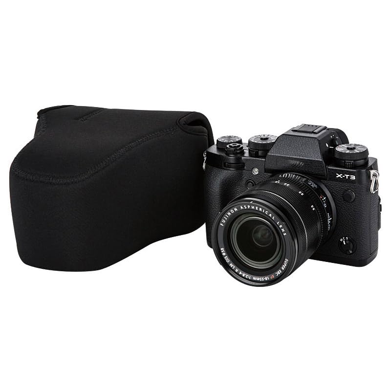 Neoprene Camera C Sleeve for Fuji X-T5+18-55mm Z6III Z7II +24-70mm lens - color: MC0BK