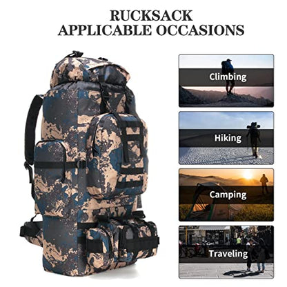 100L Camping Hiking Backpack,Molle military Tactical rucksack backpack,Waterproof Lightweight Hiking Backpack - color: Bluecp