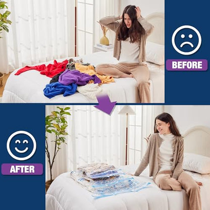XXL Jumbo 47''X35'' Vacuum Storage Space Bags Extra Large for Blanket Bedding Comforters with Hand Pump (8 Pack) - size: 8-XXL
