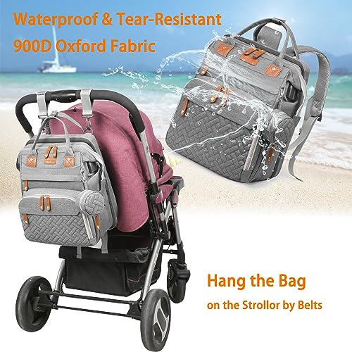 Astro alan Baby Diaper Bag with Changing Station, Waterproof Diaper Bag Backpack for Moms Dads with USB Charging Port, Baby Shower Gifts, Large Capacity diaper backpack, Grey - color: Grey