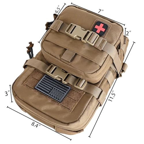 MOLLE Hydration Pack for Plate Carrier,Compact Water Bladder Carrier for Tactical Vest Backpack,Mini 1.5L-2L Hydration Backpack with IFAK Pouch - color: Coyote Brown