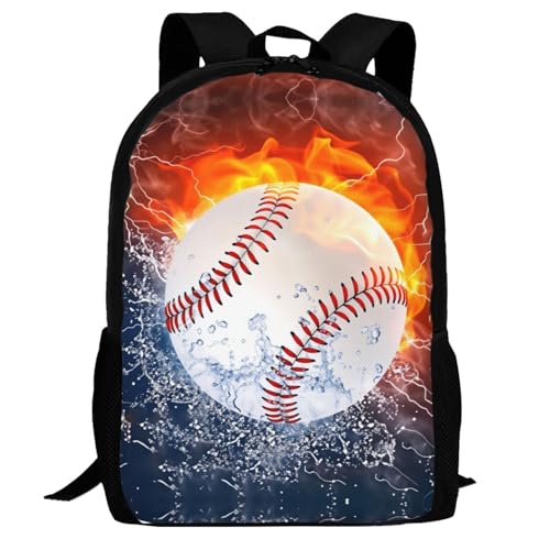 Basketball Fire and Water Design Backpack Laptop Travel Bag Adjustable Backpack Print Daypack for Men Women 16.5 In - color: Style 4