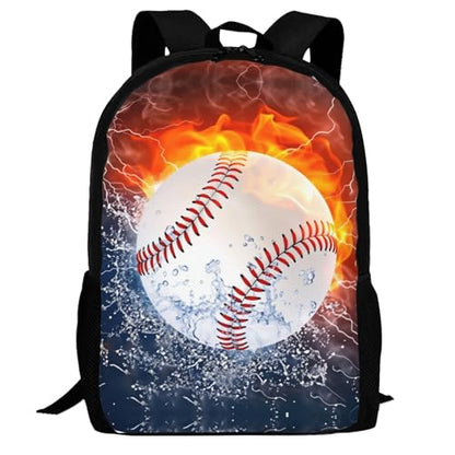 Basketball Fire and Water Design Backpack Laptop Travel Bag Adjustable Backpack Print Daypack for Men Women 16.5 In - color: Style 4