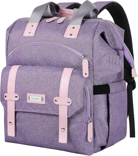 FALANKO Laptop Backpack for Women,Large Computer Backpack Fits 17 Inch Laptop with RFID Water Resistant purse Casual Purple Bookbag for Teacher/work/College/nurse/Doctor/Woman - color: Purple, size: 17.3 Inch