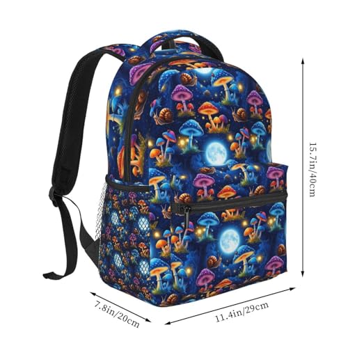 Multi Purpose Gym Backpack Trippy Moon Mushroom Art, Casual Daypack with Inner Pocket and Mesh Side Pockets for Sports and Weekend Trips - color: Pattern (4)