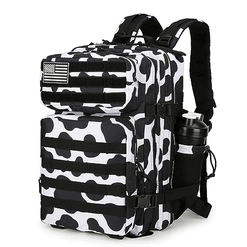 Lovelinks21 25L Tactical Backpack Military Tactical Backpack for Men and Women Small Assault Pack Outdoor Travel Hiking Camping Rucksack with Molle Webbing (Cow Print) - color: Cow Print
