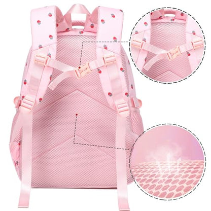 Girls Backpack Lightweight Bookbags for High School Laptop Backpack For College Women Big Student Daypack Casual (Strawberry-Pink) - color: Strawberry-pink