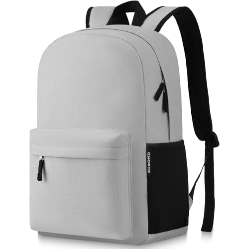 ZUBOND Unisex Grey Backpack for School & Travel - Lightweight Laptop Backpack with USB Port Fits 15.6 Inch Notebook, Water Bottle Pocket - Ideal for Teens, College Students, Adults - color: Grey, size: 15.6 Inch