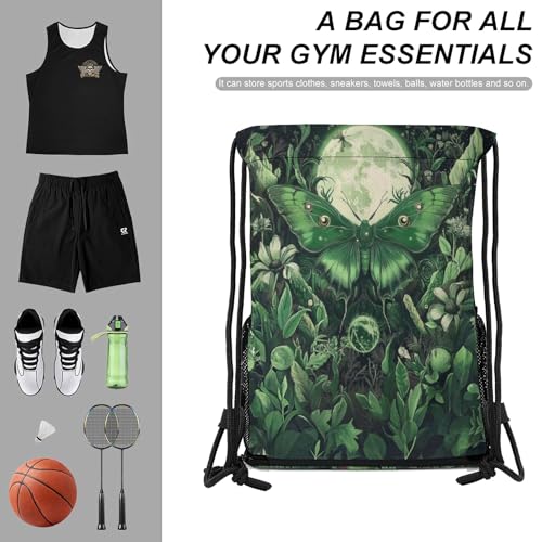 Magical Moth Drawstring Backpack Gym Bag With Shoe Compartment String Bag Sport Beach Swimming Sackpack For Women Men - color: Magical Moth
