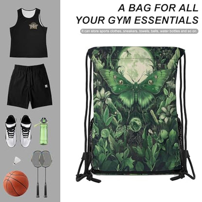 Magical Moth Drawstring Backpack Gym Bag With Shoe Compartment String Bag Sport Beach Swimming Sackpack For Women Men - color: Magical Moth