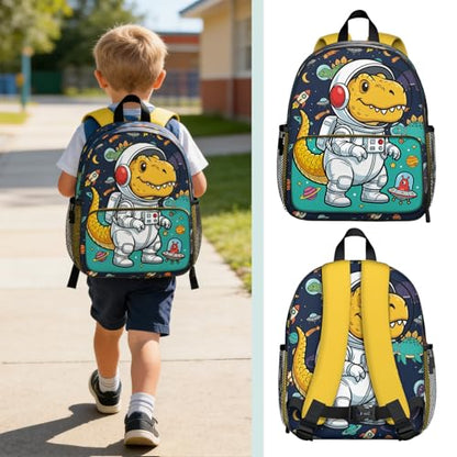 Toddler Backpack for Kids 4-6 – Dinosaur Astronaut Kids Backpack, Space Preschool Kindergarten Daycare Bag with Ergonomic Straps & Chest Buckle, Small Backpack for Kids Travel & School - color: Dinosaur Astronauts